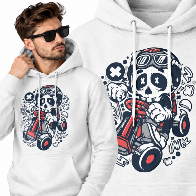 BLUZA Z KAPTUREM  ANIMOWANA  GOKART SKULL